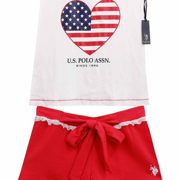 US Polo Assn. US flag heart Tank top and shorts Lounge Set Pajama M,L - Picture 3 of 8
